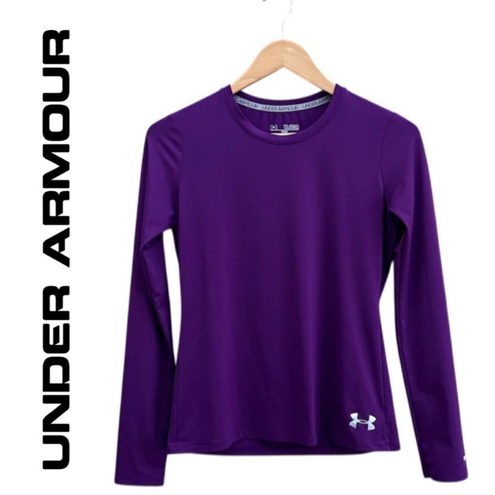 UNDER ARMOUR Purple HeatGear Fitted Long Sleeve Top UPF 30+ Performance Youth XL